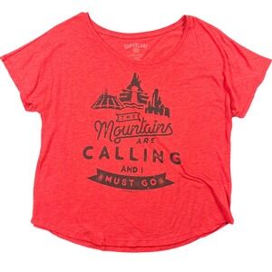 Superluxe Disney Inspired Mountains Are Calling Graphic Tee Red XXL Womens